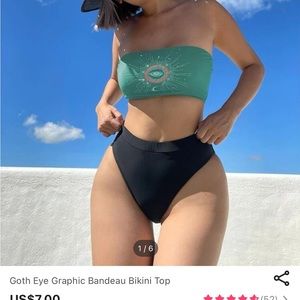 NWT 🧿evil eye 🧿 bandeau bikini top or shirt top goth style size large so cute!